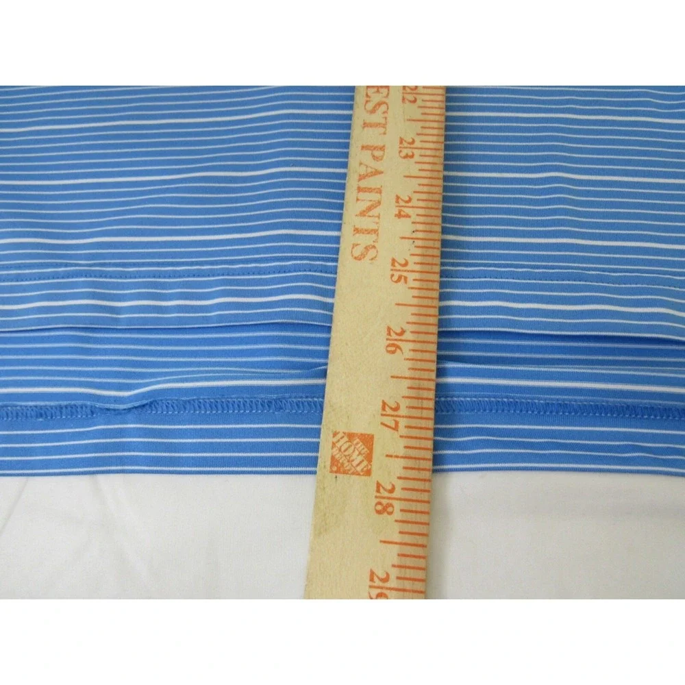 Adidas Polo Mens Size M Striped Blue TORREY‎ PINES Short Sleeve Golf Shirt